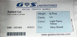 GemScan Certified  0.77ct I1 Radiant Cut 6.07x4.43x3.01mm F-093