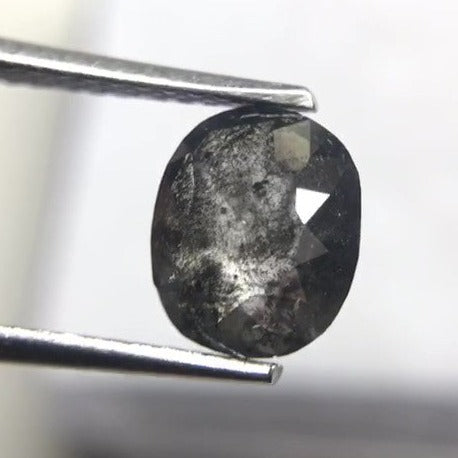 Salt and Pepper 1.17ct Oval Rosecut Double Cut 7.48 x 6.25 x 2.82 mm