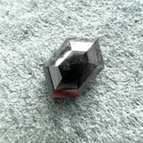 Salt and Pepper 0.63ct Hexagon Rosecut 6.90x4.30x2.18mm HX1112 set in the mount