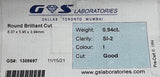 GemScan Certified 0.94ct SI2-I Round Brilliant  6.07x5.95x3.94mm RR1334