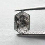 Salt and Pepper 0.83ct Hexagon Rosecut 6.90x4.40x2.85mm HX1119 set in the mount