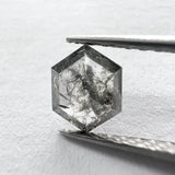 Salt and Pepper 0.71ct Hexagon Rosecut 6.80x5.22x2.50mm HX1122 set in the mount