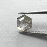 Salt and Pepper 0.54ct Hexagon Rosecut 5.50x4.85x2.31mm HX1113 set in the mount